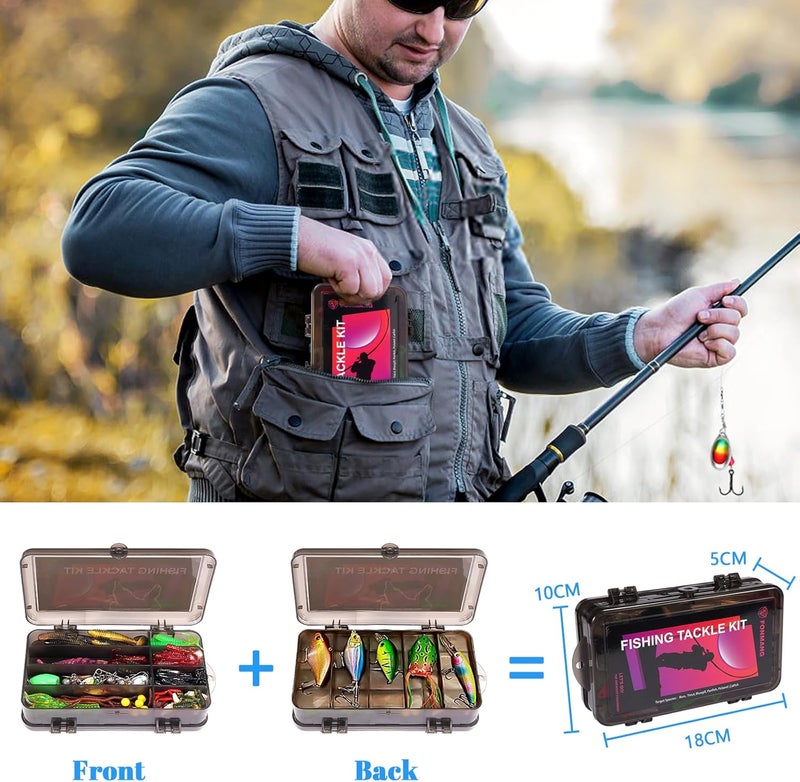 FONMANG Fishing Lures - Tackle Box with Tackle Included, Fishing Kit with VIBs, Frogs, Minnows, Soft Baits, Hooks & Weights Accessories, Freshwater Lure Kit for Bass Walleye Trout - Image 5